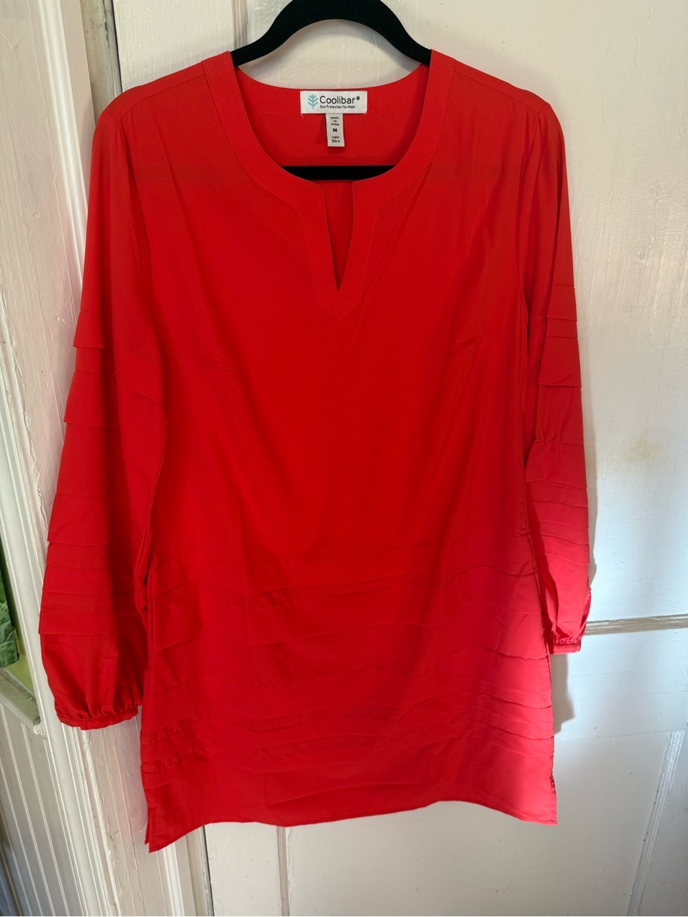 Coolibar burnt-Orange Long-Sleeve Notch-Neck Tunic